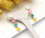 Colorful Enamel Smiley Face Shape Latch Back Earrings, X285