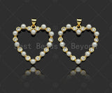 Gold Filled  Pearl Open Heart Shape Pendant,Necklace Bracelet Pendant,Sku#LD101