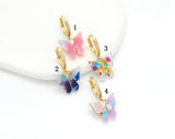 Colorful Butterfly Hoop Earrings, Sku#EF231