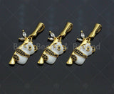 CZ Micro Pave Pandas on Bamboo Pendant/Charm,Panda Charm, Panda pendant, Cubic Zirconia Pendant, 15x22mm,Sku#LK113