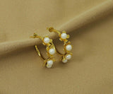 Gold Pearl Huggie Earrings, Sku#J349