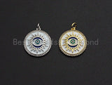 NEW Enamel Evil Eye Sun On Round Coin Pendant,Cz Micro Pave Oil Drop Round pendant,Enamel Charm,Enamel Jewelry,19x21mm,sku#Z515C