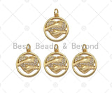 CZ Micro Pave Hug Heart On Round Ring Shape Pendant/Charm,CZ 14K Dainty Gold Charm, Necklace Bracelet Charm Pendant,16x19mm,Sku#CP18