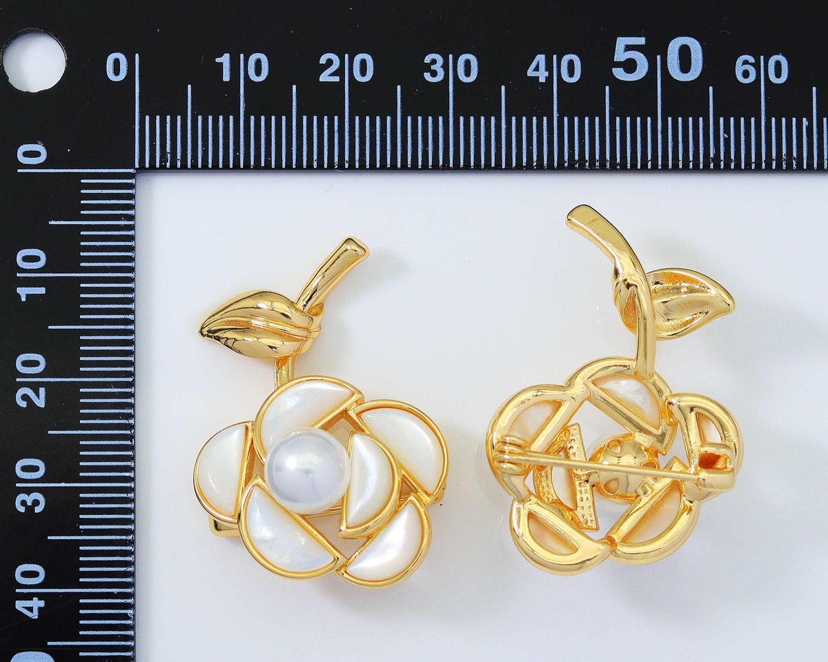 Pearl Rose Flower Brooch Pin Pendant, sku#ZX74 – Bestbeads&Beyond