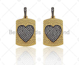 CZ Micro Pave Dual Color Heart On dogtag Pendant,Sku#L280