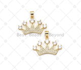 CZ Micro Pave Crown Shape Pendant, 18K Gold Filled Big CZ Cr