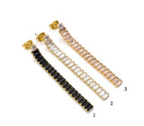 Baguette CZ Chain Stud Earrings, Sku#JL171