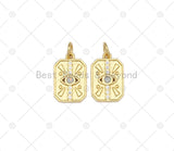 CZ Micro Pave Opal Evil Eye On Rectangle Shape Pendant, 18K Gold Filled Oapl Charm, Necklace Bracelet Charm Pendant, 15x10mm, Sku#Z1418