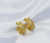 Gold Silk Ribbon Latch Back Earrings, Sku#ZX60