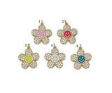 CZ Enamel Smiley Face Flower Charm, Sku#LD340