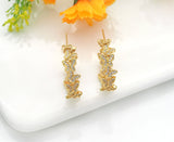 CZ Gold Butterfly Round Stud Earrings, Sku#J370