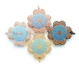 CZ Micro Pave Turquoise Flower Pendant, Cubic Zirconia Pendant, 23mm, SKU#F25
