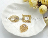 Filigree Gold Lacy Charm with CZ, Dianmond/Teardrop/Oval Shape Brushed Gold Twisted Wire Pendants for Earrings necklace making, sku#CP10