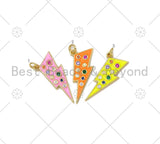 Colorful CZ Enamel Lightning Shape Pendant,18k Gold Filled Colorful Enamel Lightning Charm,Enamel Jewelry, 29x10mm,Sku#L595