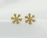 CZ Snowflake Stud Earrings, Sku#FH198