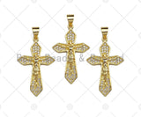 CZ Micro Pave Jesus On Cross Pendant/Charm,Cubic Zirconia Charm, Necklace Bracelet Charm Pendant,19x30mm, Sku#JL15