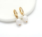 CZ Oval Pearl Hoop Earrings, Sku#EF220