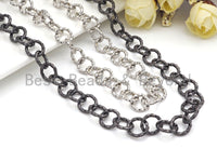 11mm Chunky Linked Chain by Yard, Gold Brass Chain, Gold/ Gunmetal / Silver/ Rose Gold Chain, sku#E508