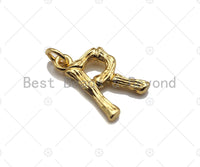 Gold Bamboo Initial Charm, Alphabet Name Letter Charm,sku#L277