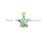 100% Natural Aqua Blue Shell Star Shape Connector, Blue Shell Connector for Bracelet/Necklace Making, Gold/Silver Plated, 11x13mm,SKU#Z297