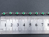 1 Foot/Yard-Green Beaded Chain-4mm/6mm/8mm Jade Gemstone Beads Chain-Gold Silver Gunmetal Plated Bezel Rosary Chain, Bezel Connector, sku#A1