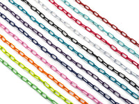 NEW!!! 8x17mm Enamel Paper Clip Chain by Yard, Enamel Pop Chain, Paper clip Enamel Metal Necklace, Wholesale Enamel Chain, sku#E531