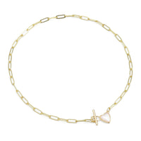Paperclip Chain Mother of Pearl Clasp Necklace Bracelet, sku#EF387