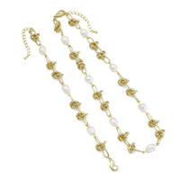 Knotted Chain Fresh Water Pearl Necklace Bracelet, sku#EF497