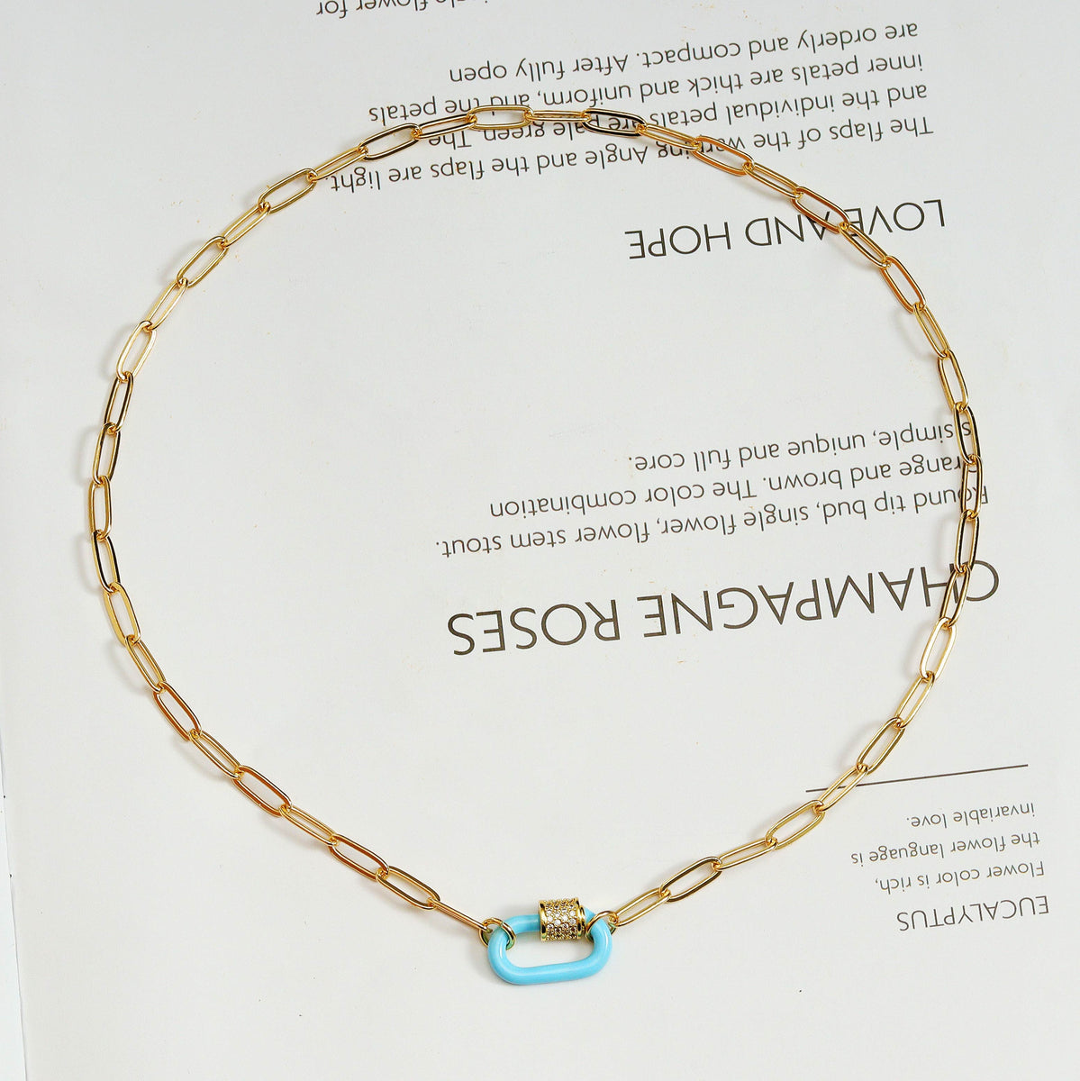 Mini Enamel Oval Clasp Paperclip Necklace, Sku#CL06 – Bestbeads&Beyond