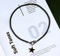 Heart Star Cuban Chain Necklace, sku#CL07