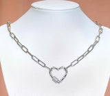 Paperclip Chain Heart Lock Necklace, sku#CL10