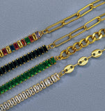Mixed Baguette CZ Chain Bracelet, sku#LD295