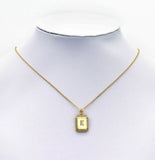 Gold Filled Tile Initial Letter Necklace, Peronalized Necklace, Sku#CL25