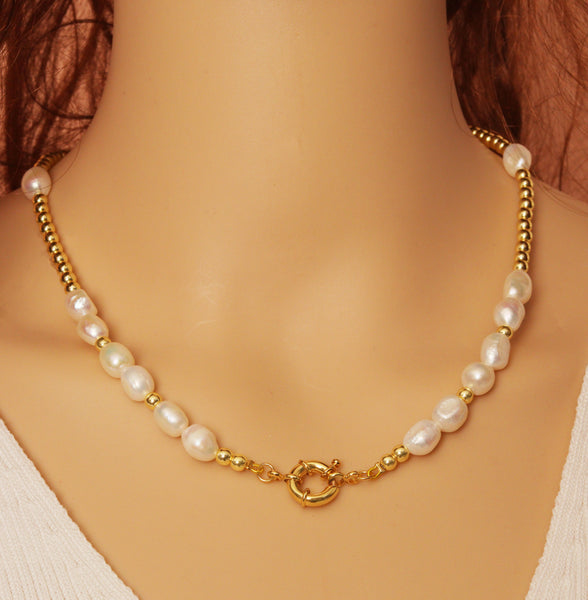 Gold Hematite Ball Pearl Necklace,sku#EF244
