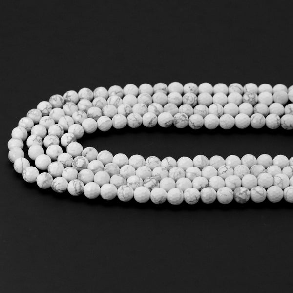 Genuine Howlite Round Faceted Beads, Sku#U1776