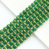 Green Agate with Golden Line Beads, Sku#U1779