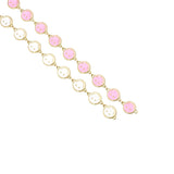 High Quality Pink White Enamel Smiley Face Chain,sku#LX212
