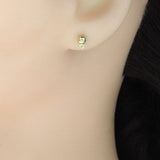 Gold Round Ball Stud Earrings with hoop, Sku#LX383