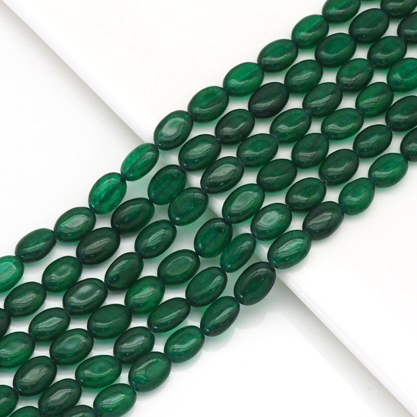 Emerald Jade in Flat Oval Smooth Beads, Sku#U1774