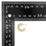 Gold Twisted White Pearl C Hoop Earrings, Sku#LX394