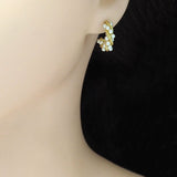 Gold Twisted White Pearl C Hoop Earrings, Sku#LX394