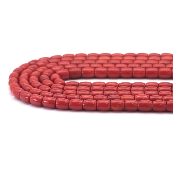 Red Coral Jade Barrel Shape Beads, Sku#U1736