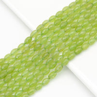 Olive Green Jade Rice Shape Faceted Beads, Sku#U1734