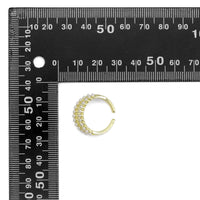 CZ Gold White Pearl triple line Ring, Sku#LD509