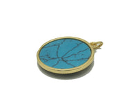 CZ Celebration Star Mop Turquoise Coin Charm, Sku#F1507