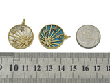 CZ Celebration Star Mop Turquoise Coin Charm, Sku#F1507