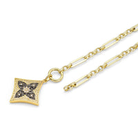 Gold Silver Mixed Paperclip Link Chain with Rhombus Clover Charm Adjustable necklace, EF328