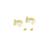 Gold CZ T Shape Stud Earrings, Sku#LX265