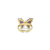 Natural Gemstone CZ Butterfly Adjustable Ring, Sku#FH223