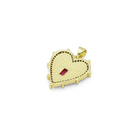Gemstone Pearl Spike Heart with Rectangle Center Stone Charm, Sku#LX300